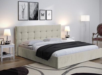 Beige 160x200 Bett Schlafzimmer Betten Textil Leder Hotel Luxus Polster Big Neu