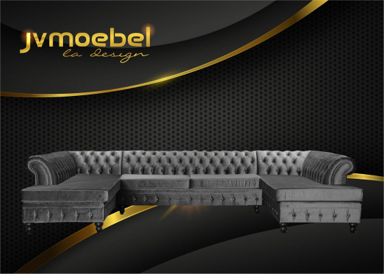 Chesterfield Wohnzimmer Couch Wohnlandschaft xxl Sofa Couchen Polster Ecke Samt