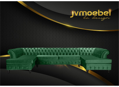 Chesterfield Wohnzimmer Couch Wohnlandschaft xxl Sofa Couchen Polster Ecke Samt