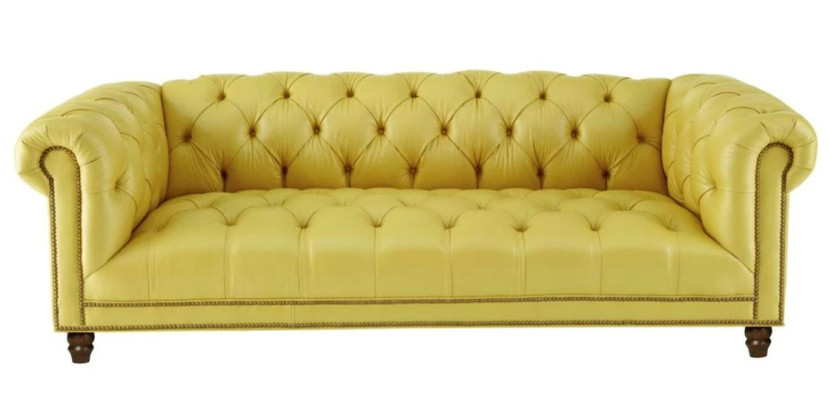 Beige Dreisitzer Leder Chesterfield Wohnzimmer Modern Design Couchen Sofa Neu