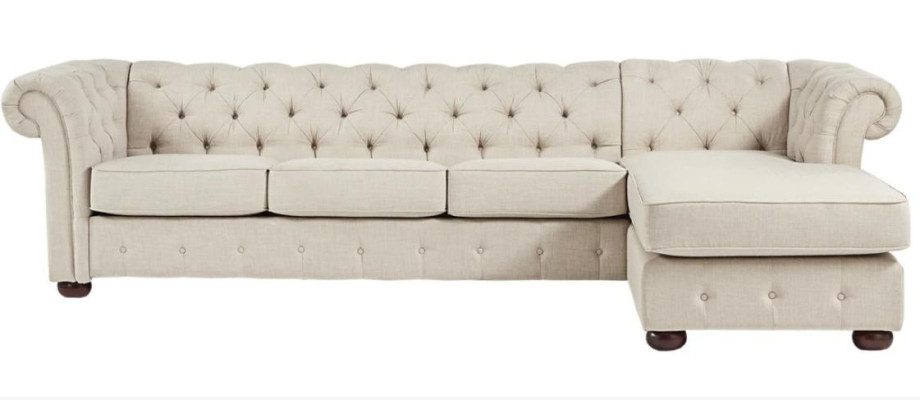 Ecksofa Beige Wohnlandschaft Couch Eckgarnitur Polster Chesterfield Möbel Design