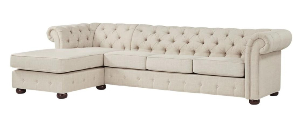 Ecksofa Beige Wohnlandschaft Couch Eckgarnitur Polster Chesterfield Möbel Design