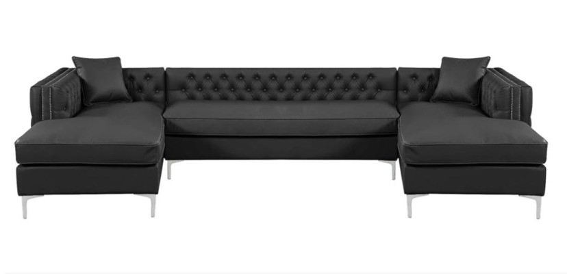 Ecksofa Beige Wohnlandschaft Couch Eckgarnitur Polster Chesterfield Möbel Design
