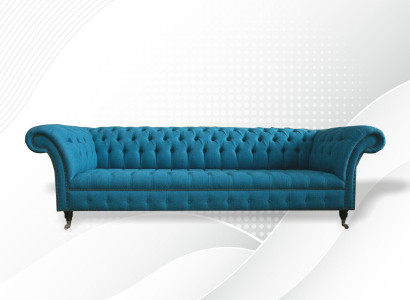 Blaue xxl Big Sofa Couch Chesterfield 265cm Polster Sofas 4 Sitzer Samt Textil