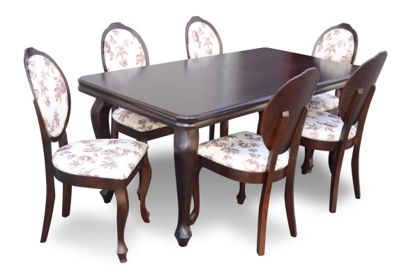 Lehnstuhl Esstisch Tisch Holz Esszimmer Garnitur + 6x Stuhl Set Stühle 7tlg. Neu