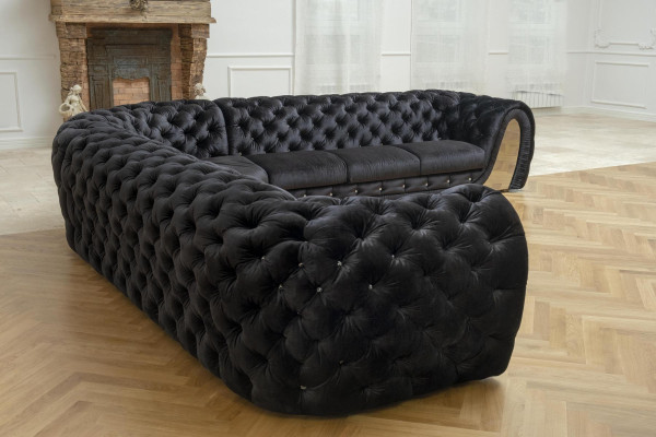 Stoffsofa Couch Wohnlandschaft Eck Design Modern Sofa Ecksofa L-Form Schwarz Neu