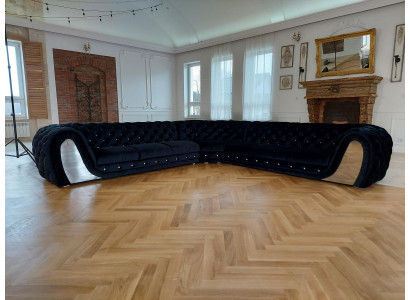 Stoffsofa Couch Wohnlandschaft Eck Design Modern Sofa Ecksofa L-Form Schwarz Neu