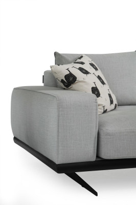 Zweisitzer Sofa 2 Sitzer Stoff Grau Modern Design Wohnzimmer Polyester