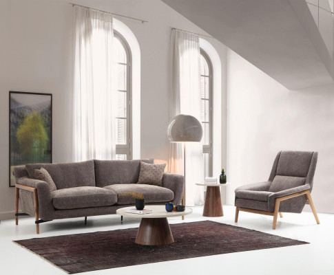Zweisitzer Sofa 2 Sitzer Stoff Sofas Modern Design Wohnzimmer Grau