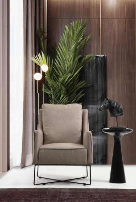 Ohrensessel Sessel Sitzer Cocktailsessel Stoff Wohnzimmer Modern Beige