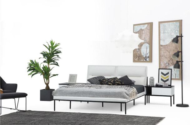 Bett Bettrahmen Doppelbett Holz Modern Weiß Schlafzimmer Doppel Design