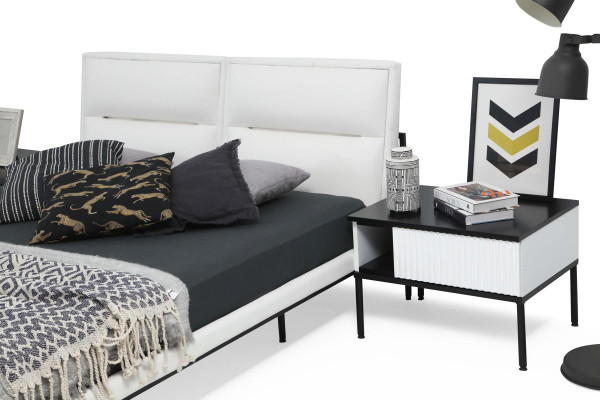 Bett Bettrahmen Doppelbett Holz Modern Weiß Schlafzimmer Doppel Design