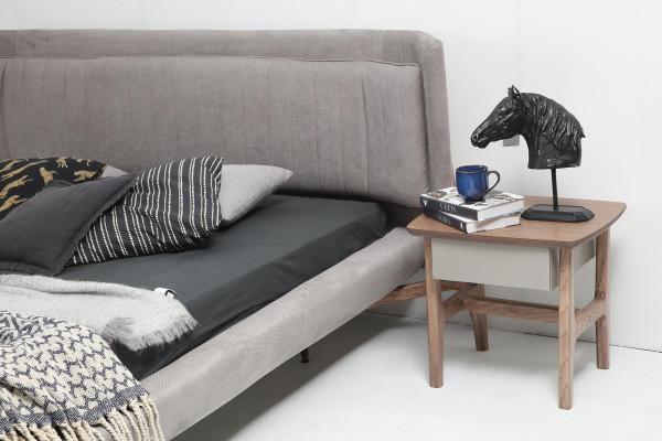 Bett Bettrahmen Doppelbett Stoff Modern Grau Schlafzimmer Doppel Neu