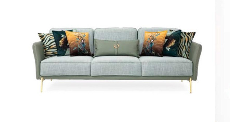Villen Möbel Sitz Polster Garnitur Sofagarnitur Couch Set Turkis Textil Stoff