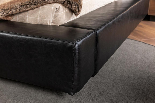 Bettfarbe Schwarz Moderner Stil Luxuriös Bett + 2x Nachttische für Schlafzimmer