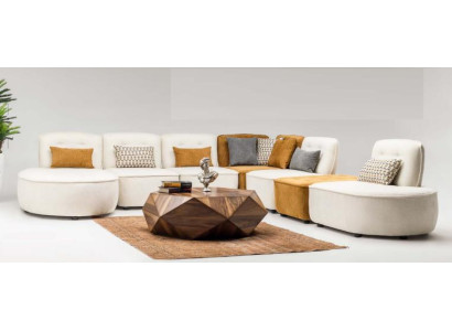 Sektionssofa Sofa Modulares Ecksofa L form Counch Beige Stoff Polster