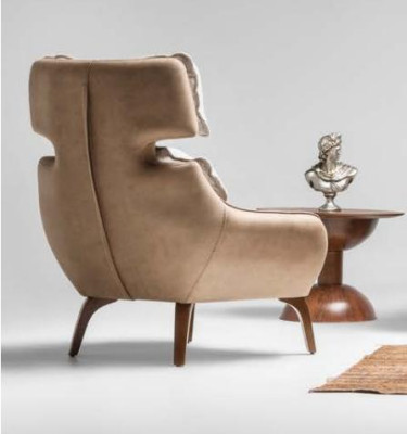 Moderne Sessel Wohnzimmer Ohrensessel Stoffsessel Beige Polster