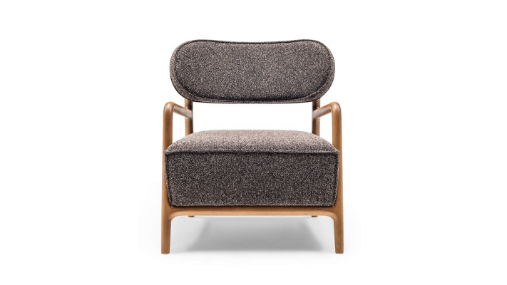 Sessel Ohrensessel Wohnzimmer Stoffsessel Grau Polster Einsitzer Holz