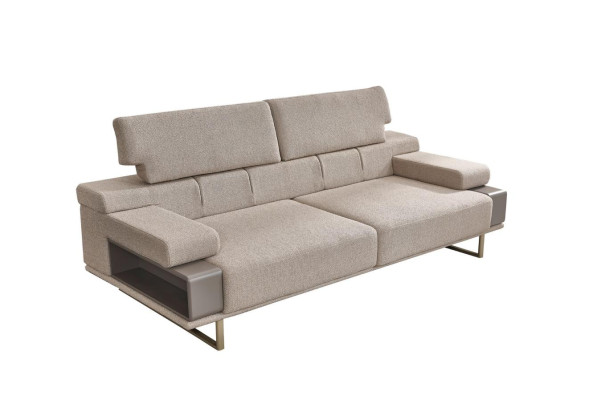 Komplette Dreisitzer Sessel Couch Beige Polstersofa Stoffsofa Set 3tlg