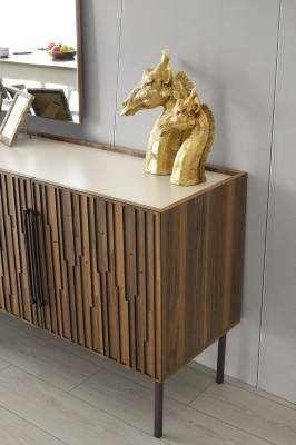 Braun-Weißes Sideboard Designer Holz Anrichte Holzschränke Edle Kommode