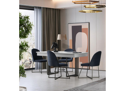 Designer Küchengruppe Esszimmer Möbel Essecke Esstisch Stühle 7tlg Neu