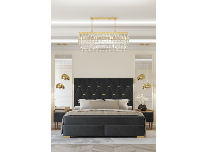 Designer Graue Schlafzimmer Garnitur Edelstahl Doppelbett Nachttische