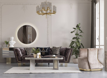 Stilvolle Couchgarnitur Dreisitzer + Sessel Luxus Wohnzimmer Sitzmöbel