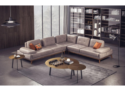 Braunes Wohnzimmer Ecksofa Designer Polster L-Form Couch Polster Möbel