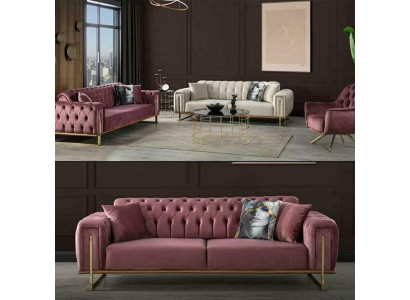 Designer Chesterfield Sofa Luxuriöse 2x Polster Couchen Wohnzimmer Möbel