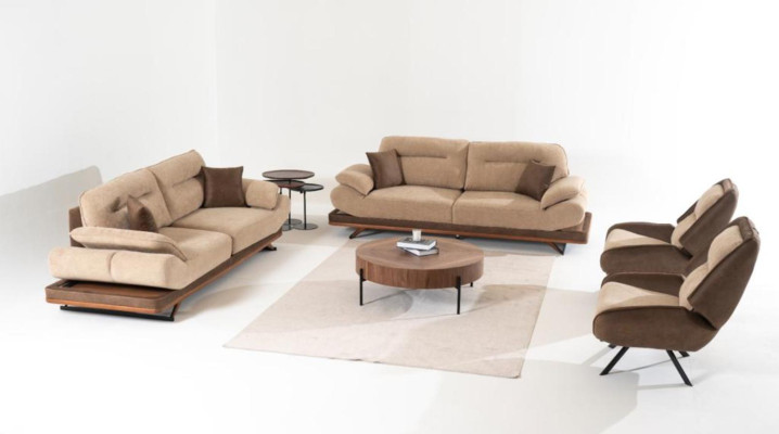Luxuriöser Brauner Sessel Textilsessel Einsitzer Relax Wohnzimmer Möbel