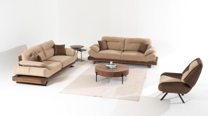 Stilvoll Wohnzimmer Set aus Designer 2x 3-Sitzer Sofas und Sessel 3tlg