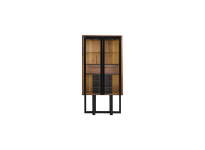 Braune Luxus Vitrine Glasvitrine LED Schrank Designer Bar Schränke Neu