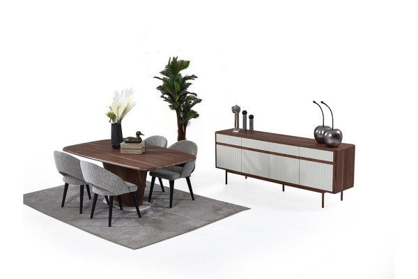 Luxuriöse 4-türige Kommode Spiegel Weißes Sideboard Designer Holz Möbel