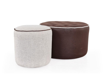 Designer Sitzhocker Set Luxuriöses Polster Puff Fußhocker Textil Sitzer