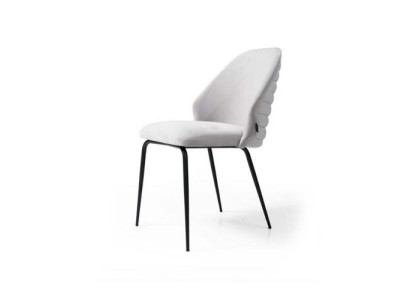 Weißer Edelstahl Stuhl Luxuriöser Polster Einsitzer Designer Küchenstuhl