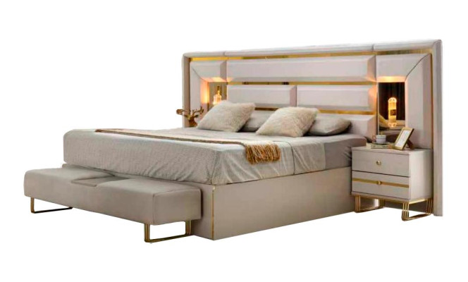 Bett Schlafzimmer Modern Design Rechteckig Weiß Einfarvbig Modern Design