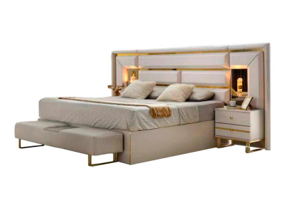 Bett Schlafzimmer Modern Design Rechteckig Weiß Einfarvbig Modern Design