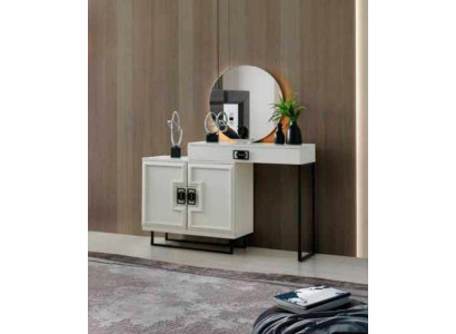 Schminktisch mit Spiegel Rechteckig Weiß Einfarbig Modern Design Stil