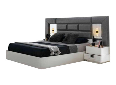 Bett Modern Rechteckig Design Grau Weiß Zweifarbig Schlafzimmer Doppelbett