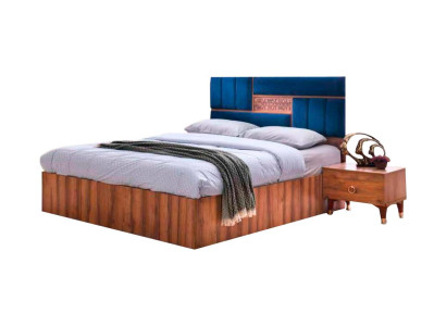 Bett Schlafzimmer Braun Blau Zweifarbig Doppelbett Modern Design Rechteckig