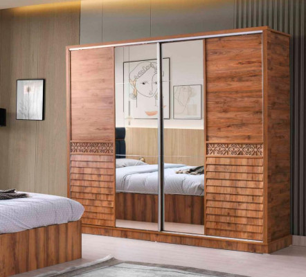 Kleiderschrank Einfarbig Braun Rechteckig Modern Design Stil Schlafzimmer