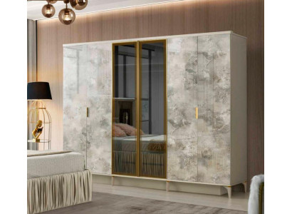Grau Kleiderschrank Einfarbig Schlafzimmer Rechteckig Form Modern Design Stil