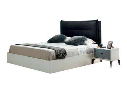 Bett Schlafzimmer Weiß Schwarz Zweifarbig Modern Design Zweifarbig Doppelbett