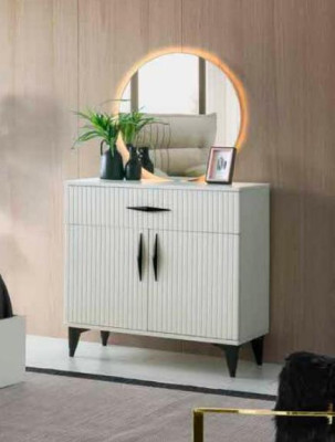 Kommode mit Spiegel Weiß Einfarbig Modern Stil Design Rechteckig Schlafzimmer