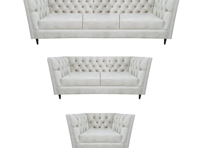 Design Komplett Weiß Möbel Wohnzimmer Set 3tlg Luxus Polstermöbel Chesterfield