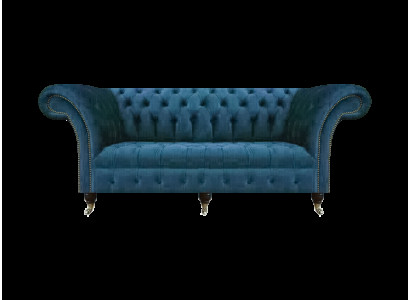 Blau Textil Chesterfield Dreisitze Sofa Couch Sitzmöbel Designer Modern Neu