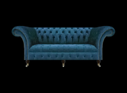 Blau Textil Chesterfield Dreisitze Sofa Couch Sitzmöbel Designer Modern Neu