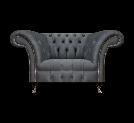Chesterfield Moderner Grauer Sessel Designer Wohnzimmer Edler Lehnsessel
