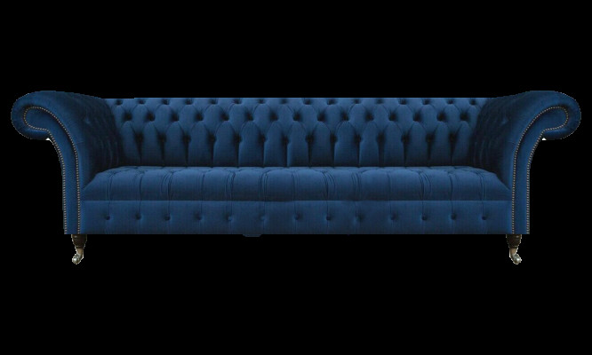 Blaue Chesterfield Polstermöbel Designer Textilcouch Modernes Stoffsofa