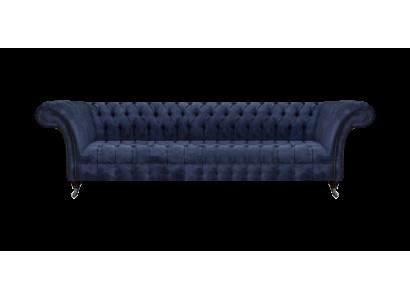 Blaue Chesterfield Sitzmöbel Wohnzimmer Viersitzer Couch Polstersofas